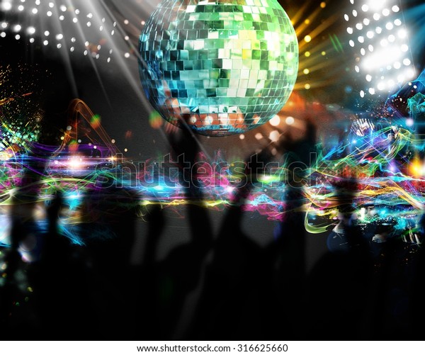 Silhouettes Many People Dancing Nightclub Stock Photo 316625660 ...