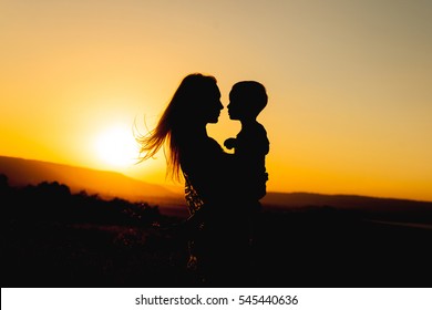 Mother And Child Silhouette Images Stock Photos Vectors