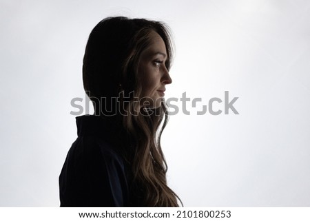 Similar – Image, Stock Photo Profile of a black-haired woman