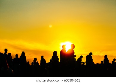 Silhouette Crowd Sporting Event Sunset Stock Photo (Edit Now) 65064997