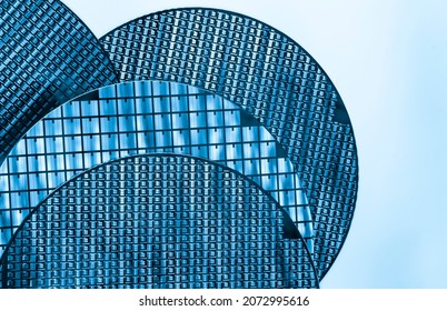 Silicon Chip Wafer Reflecting Blue Colors Background