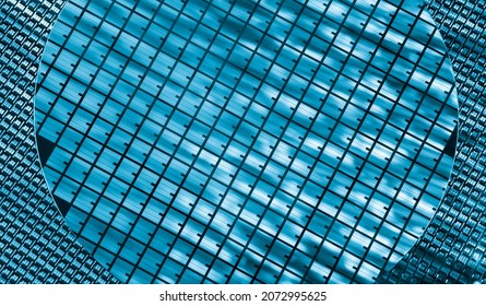 Silicon Chip Wafer Reflecting Blue Colors Background