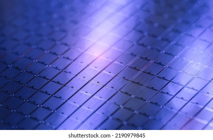 Silicon Chip Wafer Reflecting Blue Colors Background