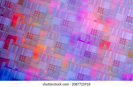 Silicon Chip Wafer Reflecting Different Colors