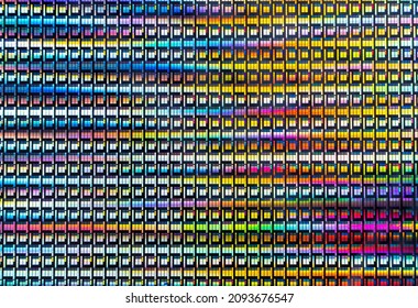 Silicon Chip Wafer Reflecting Different Colors