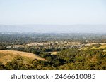 Silicon Valley and SF Bay Area view from PGE trail at Rancho San Antonio County Park and Open Space Preserve, Rural nature preserve with 25 miles of hiking trails in Cupertino, California