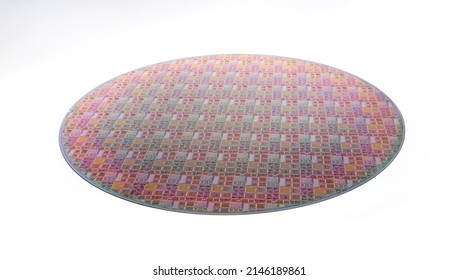 Silicon Wafer With Chips Isolated On White Background