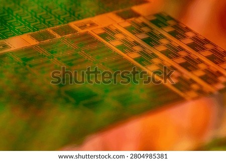 Silicon wafer featuring complex semiconductor circuitry for computing technology