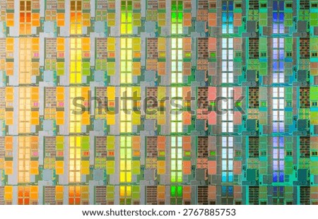 Silicon Wafer with Microchips, Artificial Intelligence and Semiconductor Industry Concept.