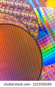 Silicon Wafer with microchips used in electronics for the fabrication of integrated circuits.