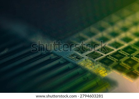 Silicon wafer with multiple electronic microchips producing technology