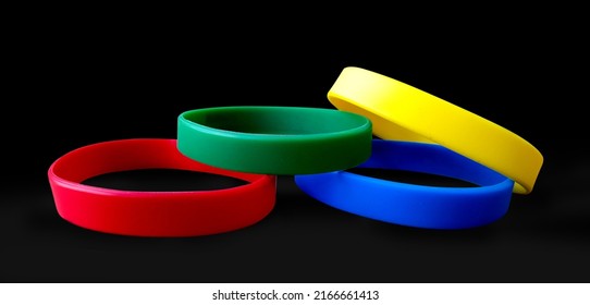 silicon wristband red, green yellow and blue wristband, plain wristband for mockup design