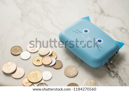 Silicone coin purse and coins