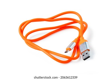 Silicone Cord For Charging Smartphone Isolated On White