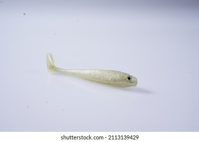 silicone fishing lure on white background