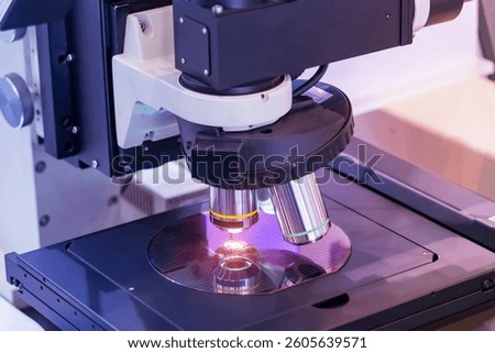 Silicone wafer under the microscope,integrated circuits to manufacture CPU and GPU