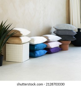 Silk Bed Pillowcase 100% Mulberry. silk fabric, products. pillows, pillowcases, bedding - Shutterstock ID 2128703330