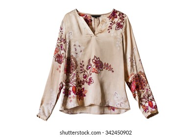 Silk Ethnic Ornamental Blouse Isolated Over White