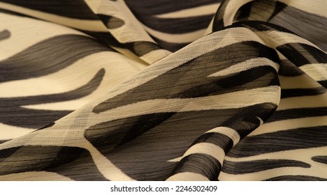 silk fabric with black and beige stripes, zebra skin in African style. For the designer, the sketch of the layout, the entourage of the decorator. Background texture collection - Shutterstock ID 2246302409