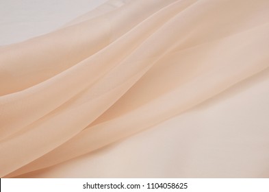 Silk Fabric, Organza Is Light Beige.