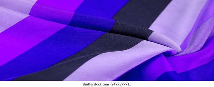 silk fabric, striped fabric, blue black lines, exquisite design. Delicate silk fabric. High resolution texture, pattern, background, collection