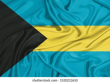 Silk Flag of Bahamas. Bahamas Flag of Silk Fabric.