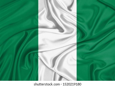 Silk Flag of Nigeria. Nigeria Flag of Silk Fabric.