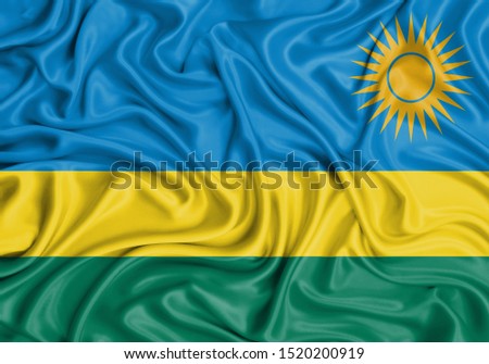Silk Flag of Rwanda. Rwanda Flag of Silk Fabric.