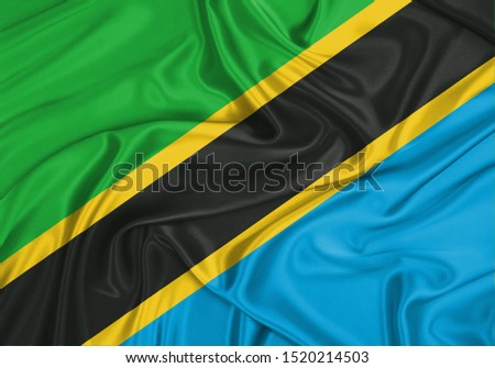 Silk Flag of Tanzania. Tanzania Flag of Silk Fabric.
