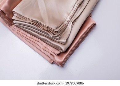 Silk pillow cover, folded silk cushion case - Shutterstock ID 1979089886