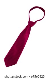 Silk red tie isolated on the white background