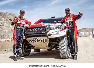 Silk Way Rally In Russia, Mongolia, China. 6/16 July 2019. Nasser Al Attiyah And Mathieu Baumel, Toyota Hilux, Celebrating The Victory At Silk Way Rally 2019.