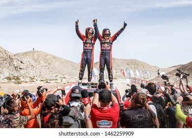 Silk Way Rally In Russia, Mongolia, China. 6/16 July 2019. Nasser Al Attiyah And Mathieu Baumel, Toyota Hilux, Celebrating The Victory At Silk Way Rally 2019.