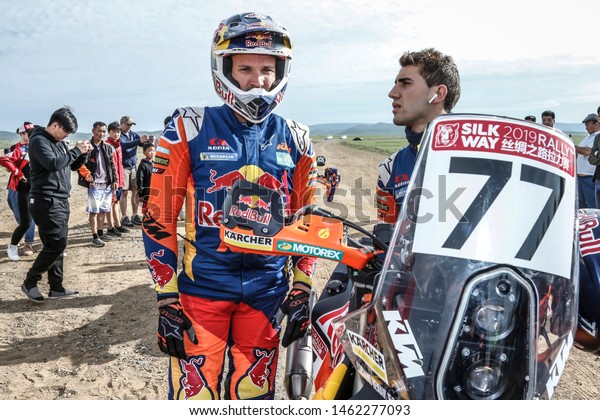 Silk Way Rally in\
Russia, Mongolia, China. 6/16 July 2019. Sam Sunderland and Luciano\
Benavides, KTM.
