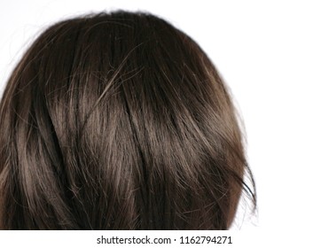 Silky Shinny Brunette Color Hair In White Background