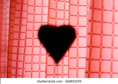 Sillhouette Heart Shape With Pink Curtain Background