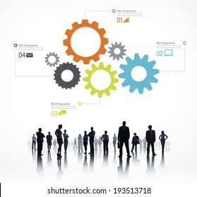 Sillouette Of Global Business People Infographic