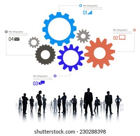 Sillouette Of Global Business People Infographic