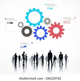 Sillouette Of Global Business People Infographic