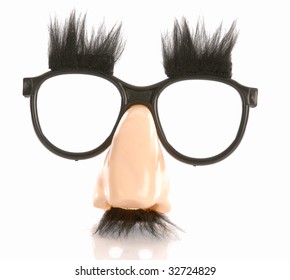 Silly Groucho Marx Style Glasses Isolated On White