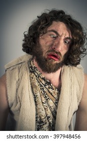 Silly realistic caveman with