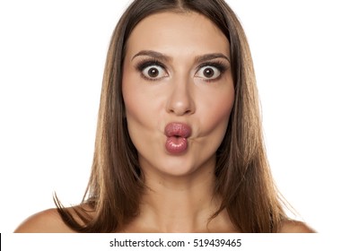 Silly Young Woman Making Fish Face