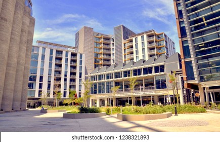 Silo Square, Urban Regeneration Of Cape Town Harbour, Now Modern Offices, Cafe And Residential Flats. No 5 Silo, Victoria And Alfred Waterfront, Cape Town, South Africa. November 2018