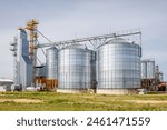 silos granary elevator on agro-industrial complex with seed cleaning and drying line for grain storage