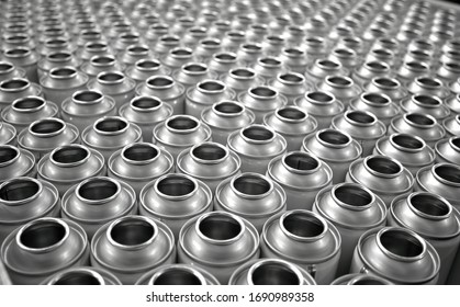 Silver Aerosol Cans In Factory