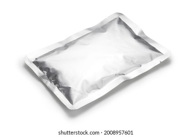 Silver Aluminum Foil Packaging Bag Isolated On White Background