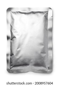 Silver Aluminum Foil Packaging Bag Isolated On White Background