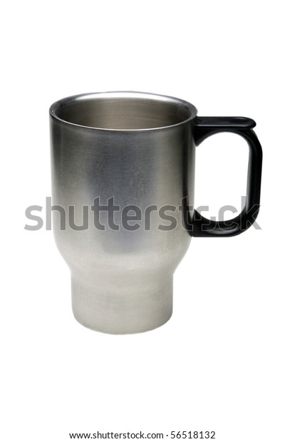 Silver Aluminum Travel Coffee Cup Isolated Stock Photo Edit Now 56518132