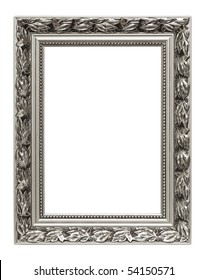Silver art frame isolated on white background