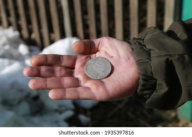 Silver Austrian Coin Thaler In Hand